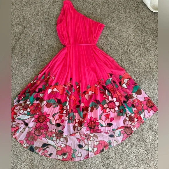 Ted Baker Dresses Ted Baker Floral Pink Dress One Shoulder